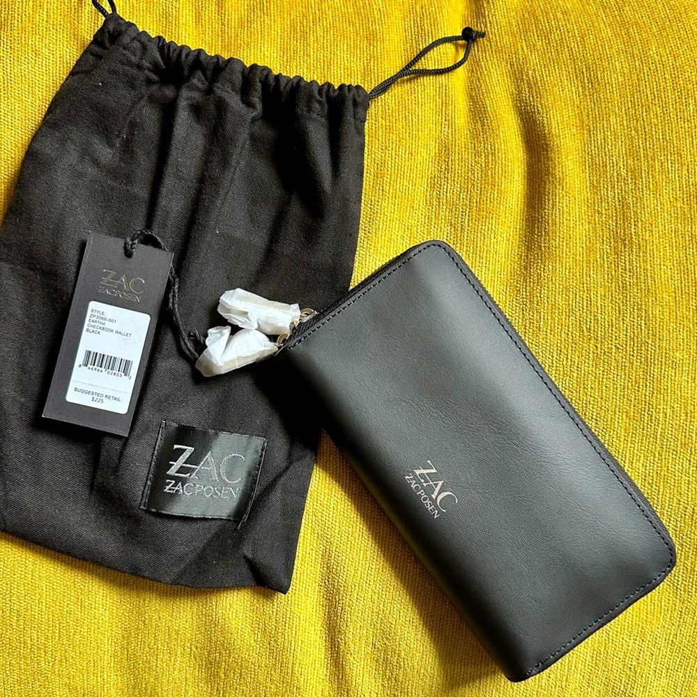 NWT ZAC Zac Posen Eartha Checkbook Leather Wallet - Black (New With Tag)